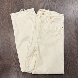 Levi's Cream High-Waist Straight Jeans